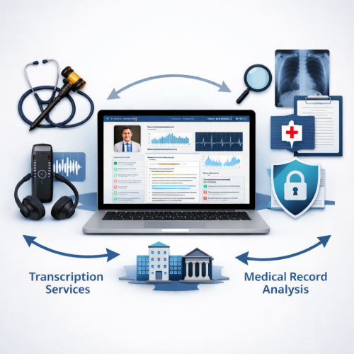 Medical record review integration with transcription and clinical documentation